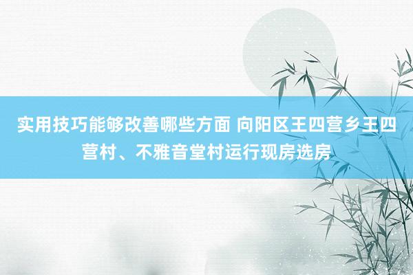 实用技巧能够改善哪些方面 向阳区王四营乡王四营村、不雅音堂村运行现房选房