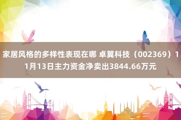 家居风格的多样性表现在哪 卓翼科技（002369）11月13日主力资金净卖出3844.66万元