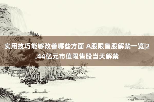 实用技巧能够改善哪些方面 A股限售股解禁一览|2.44亿元市值限售股当天解禁