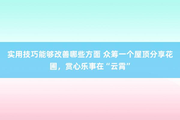 实用技巧能够改善哪些方面 众筹一个屋顶分享花圃，赏心乐事在“云霄”