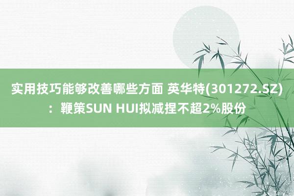 实用技巧能够改善哪些方面 英华特(301272.SZ)：鞭策SUN HUI拟减捏不超2%股份