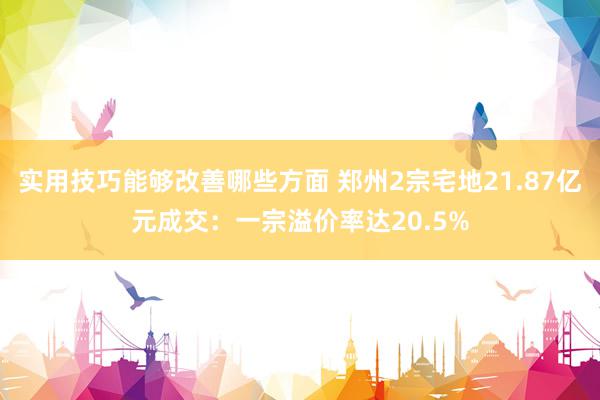 实用技巧能够改善哪些方面 郑州2宗宅地21.87亿元成交：一宗溢价率达20.5%