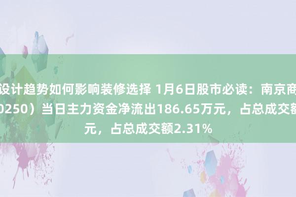 设计趋势如何影响装修选择 1月6日股市必读：南京商旅（600250）当日主力资金净流出186.65万元，占总成交额2.31%