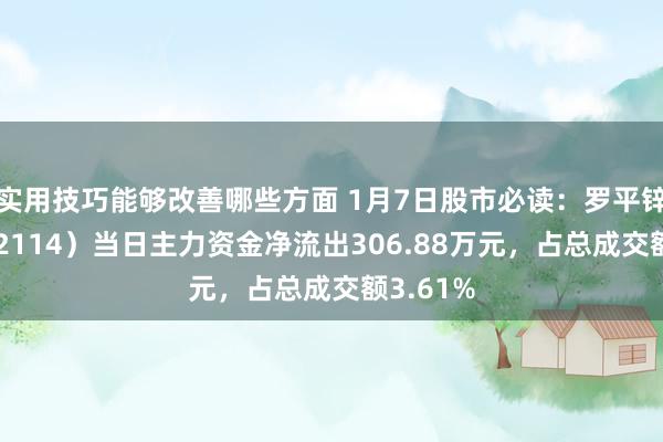 实用技巧能够改善哪些方面 1月7日股市必读：罗平锌电（002114）当日主力资金净流出306.88万元，占总成交额3.61%