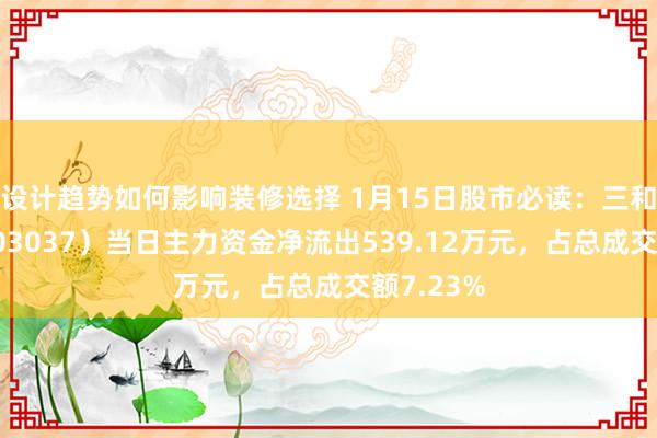 设计趋势如何影响装修选择 1月15日股市必读：三和管桩（003037）当日主力资金净流出539.12万元，占总成交额7.23%