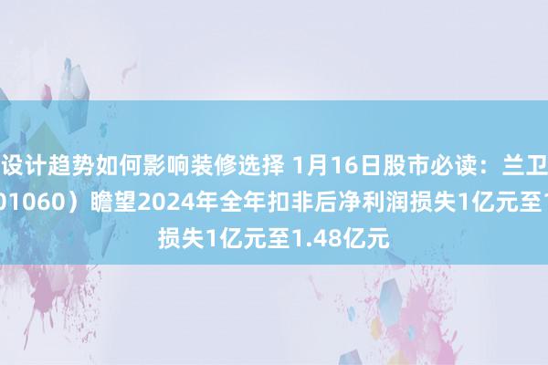 设计趋势如何影响装修选择 1月16日股市必读：兰卫医学（301060）瞻望2024年全年扣非后净利润损失1亿元至1.48亿元