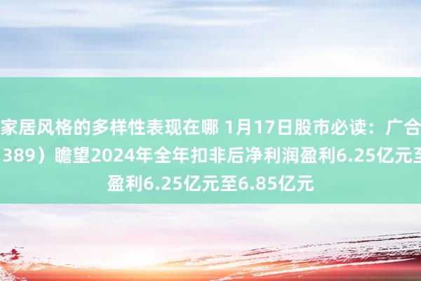 家居风格的多样性表现在哪 1月17日股市必读：广合科技（001389）瞻望2024年全年扣非后净利润盈利6.25亿元至6.85亿元