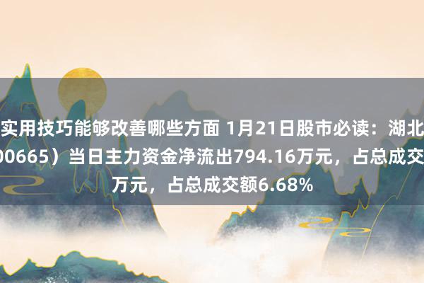 实用技巧能够改善哪些方面 1月21日股市必读：湖北广电（000665）当日主力资金净流出794.16万元，占总成交额6.68%