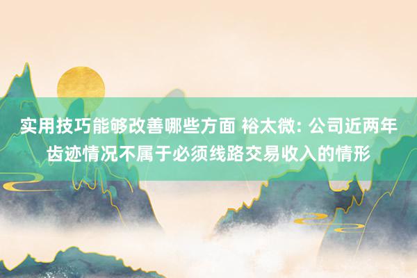 实用技巧能够改善哪些方面 裕太微: 公司近两年齿迹情况不属于必须线路交易收入的情形