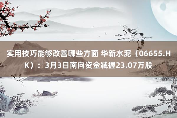 实用技巧能够改善哪些方面 华新水泥（06655.HK）：3月3日南向资金减握23.07万股