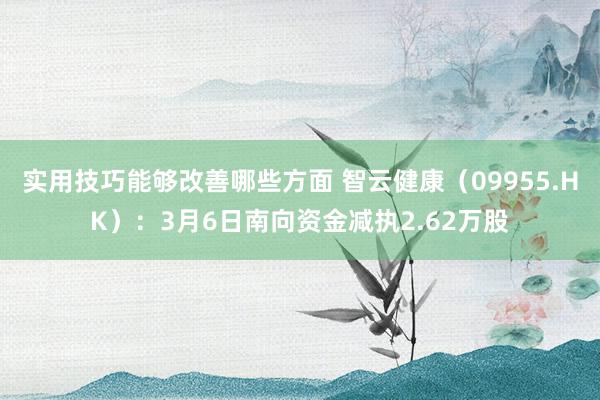 实用技巧能够改善哪些方面 智云健康（09955.HK）：3月6日南向资金减执2.62万股