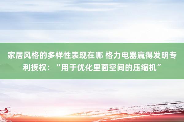 家居风格的多样性表现在哪 格力电器赢得发明专利授权：“用于优化里面空间的压缩机”